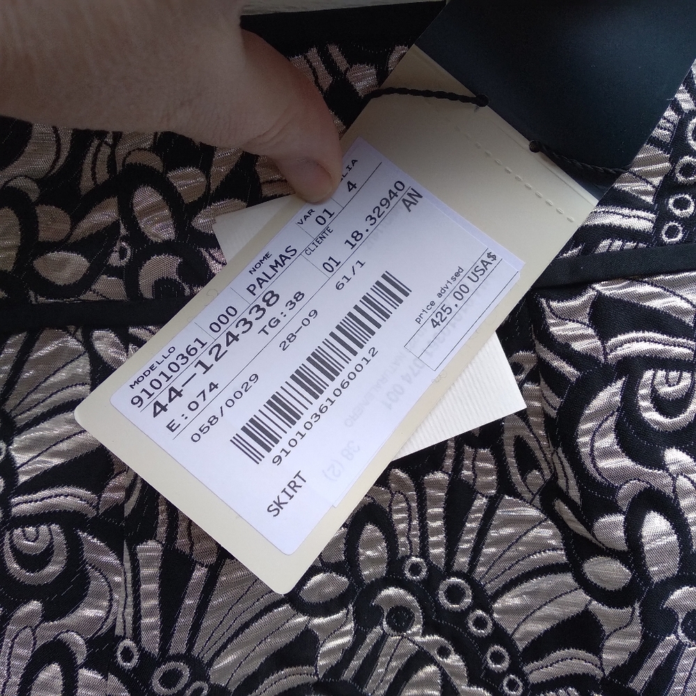 'S MaxMara Sz 4 Silver Black Skirt Palmas - Picture 7 of 8